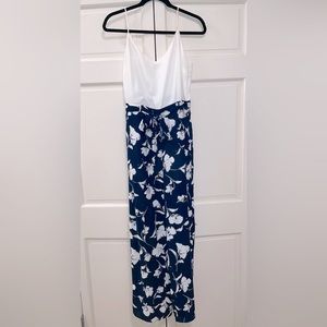 Navy and White Floral Boutique Jumpsuit
